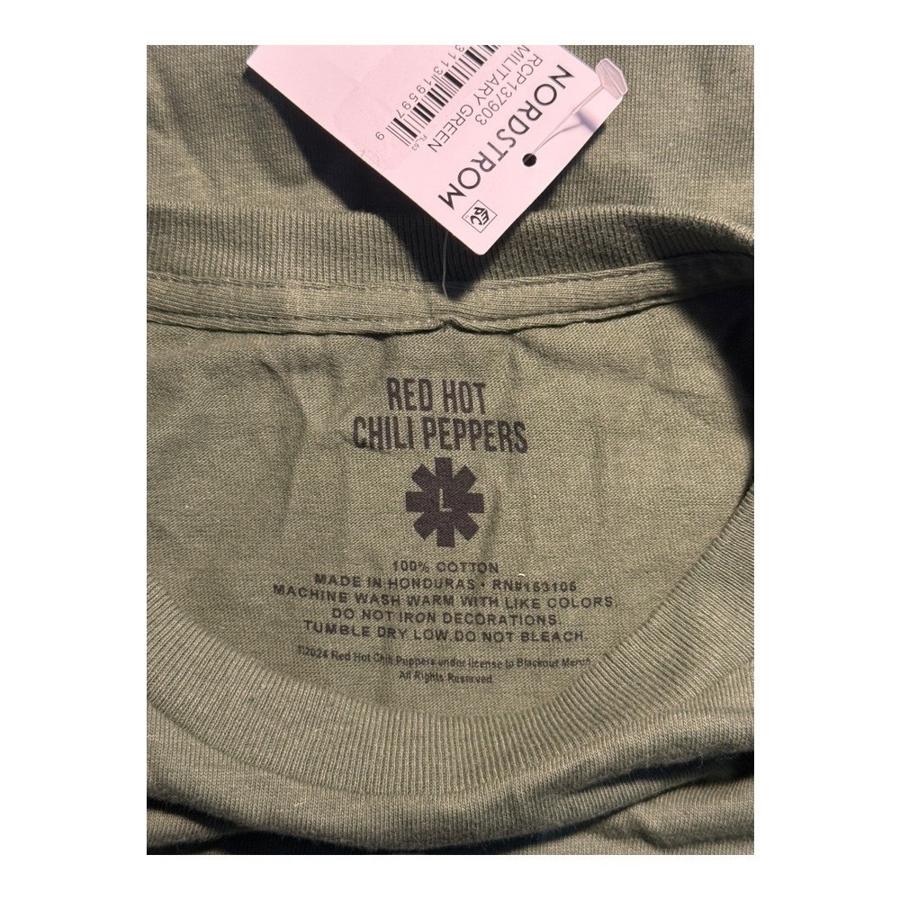Red Hot Chili Peppers T Shirt Military Green Graphic Tee Nordstrom Large NWT - Picture 4 of 5